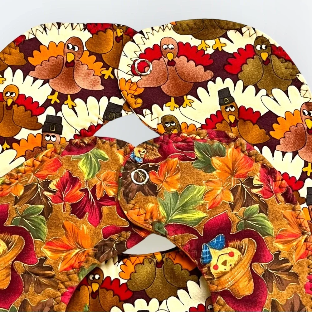Lot/2 Handmade Thanksgiving Bibs OOAK